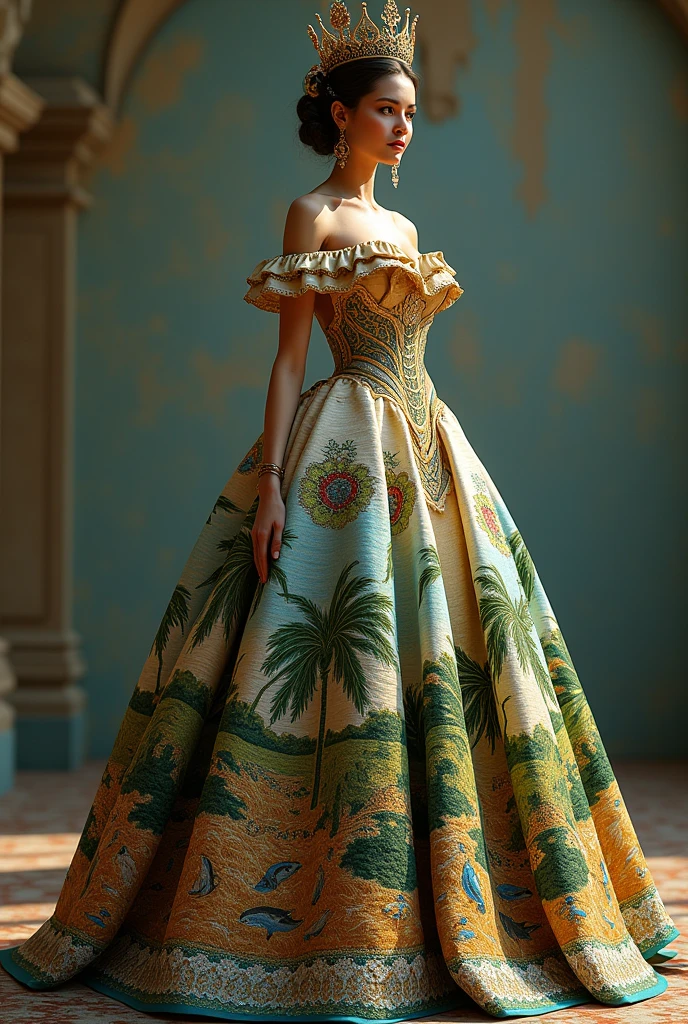 What would the Orinoquia region of Colombia look like if it were represented in a queen's dress?