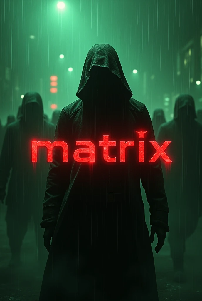 A red, gritty, and stylized "MATRIX GAMING" logo with a blurred image of soldiers in the background, with the word "TOXIC" appearing in the background. [Digital art, cyberpunk style], [inspired by the work of Beeple], [lighting: green, focus on the logo, background: blurred soldiers and the word "TOXIC", texture: gritty, rendering: high quality]