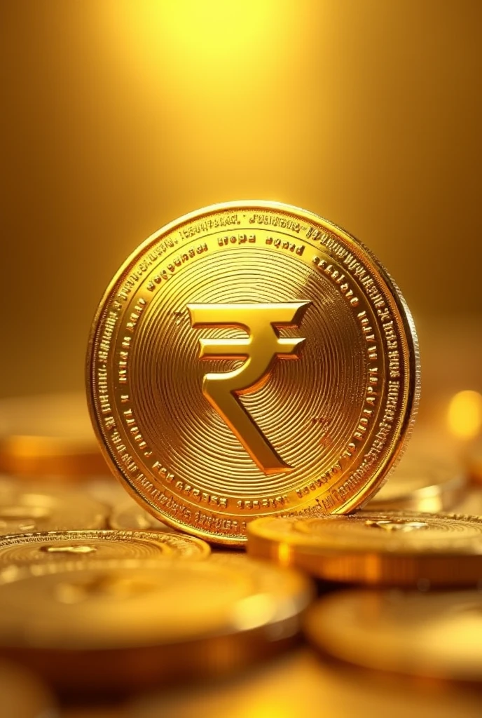 Indian rupee inside a gold coin