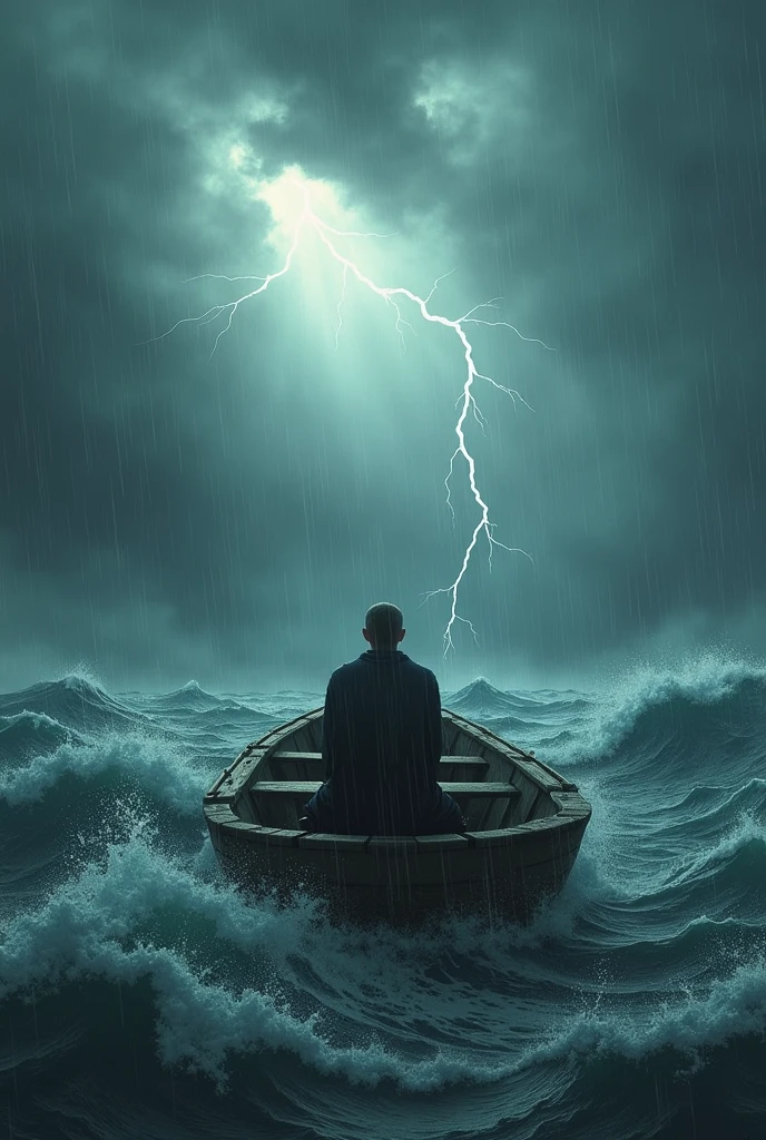 Alone in a storm, in a boat