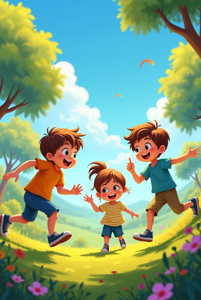 3 Boys and 1 girls playing