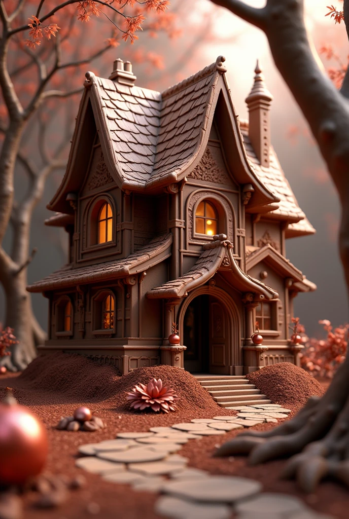 absurderes, high resolution, ultra detaild, HDR, Masterpiece artwork, best qualityer, ultra realisitic, house made of chocolate.