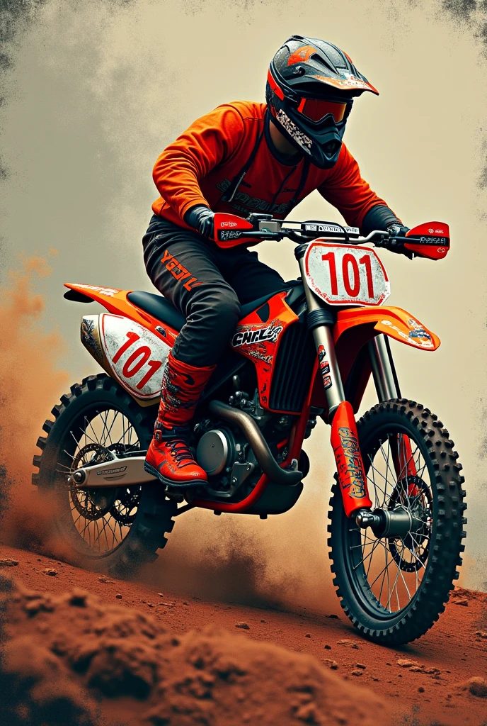 Motocross number plate with the number 101 and the name Estalin