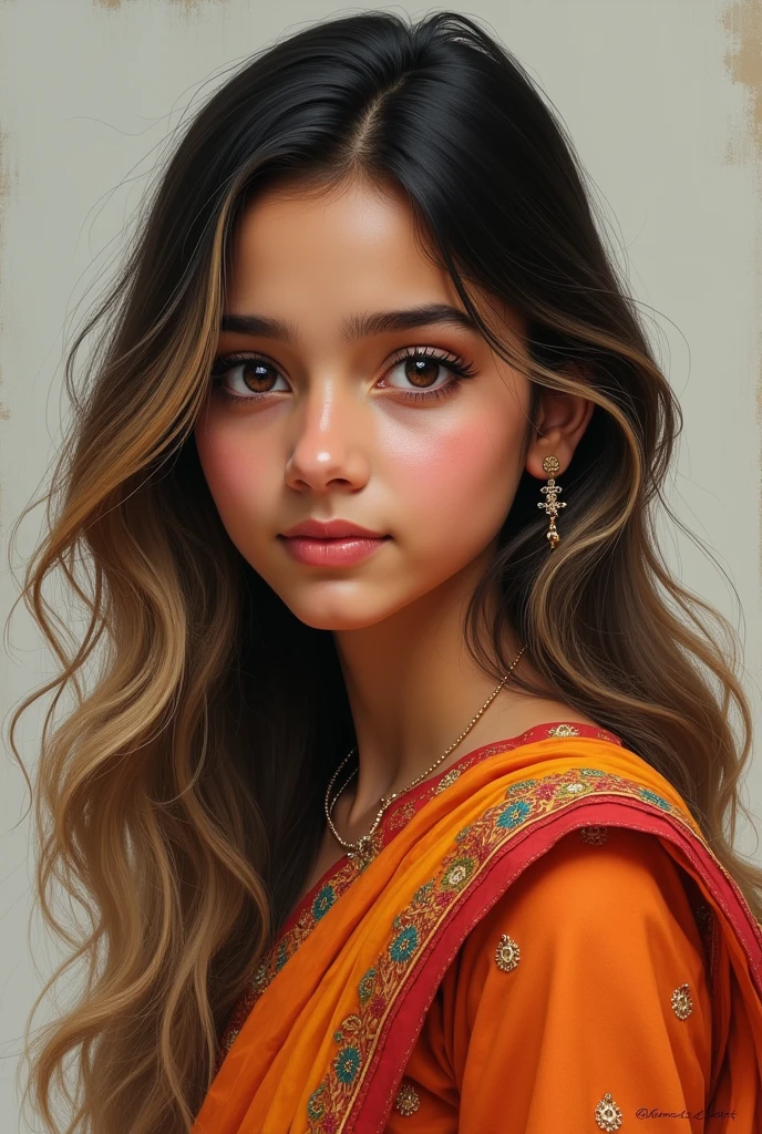 15 years girl Name Shruti Sharma Eye colour blond Black hair In kurti