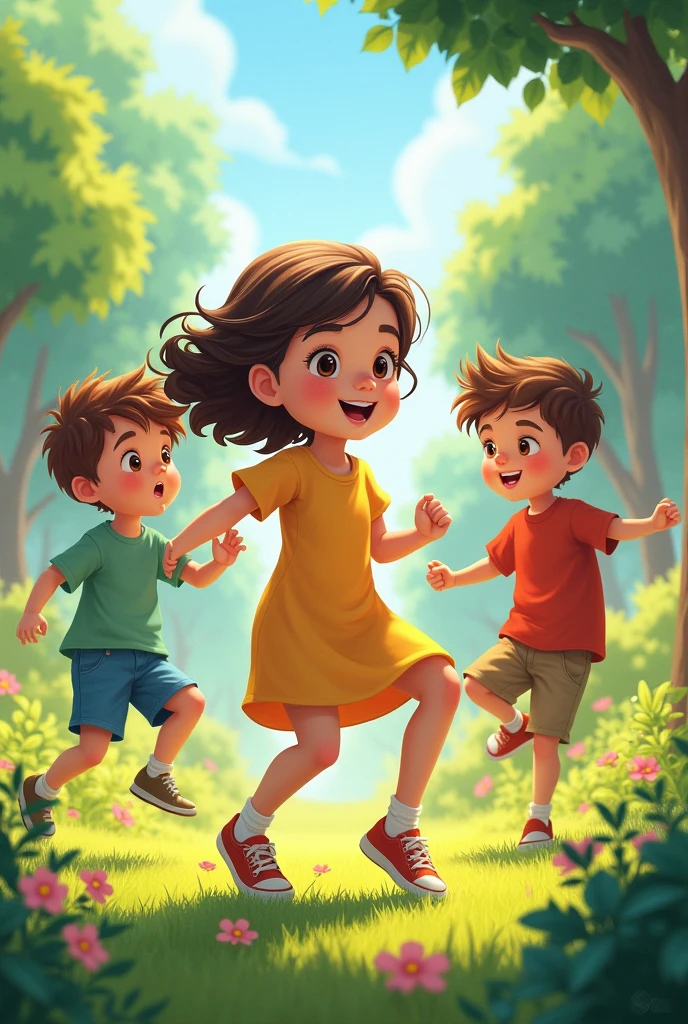 1 grils 3 Boys  playing