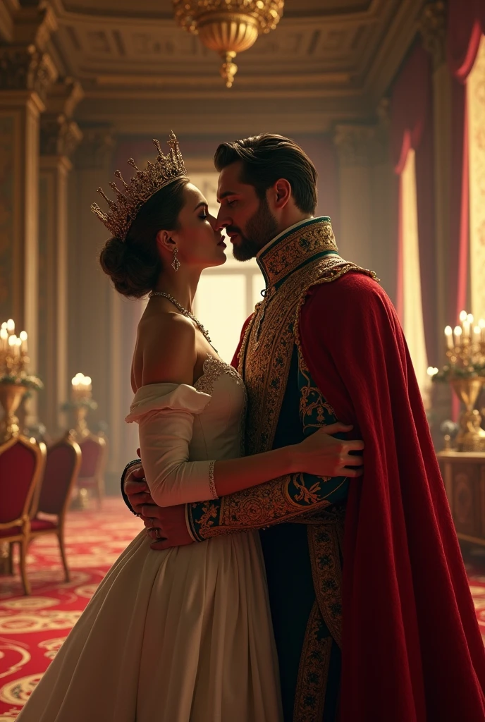 La reine lui remercie et le roi sans faire exprès l'embrasse sur la bouche