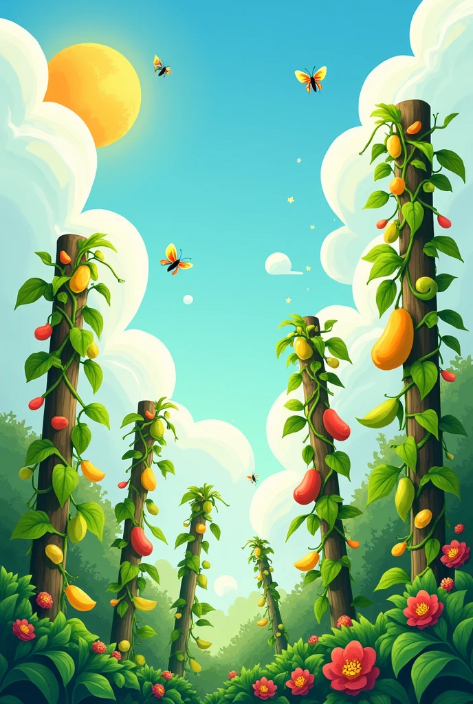 Beans that climb on poles so high,, for kids poem