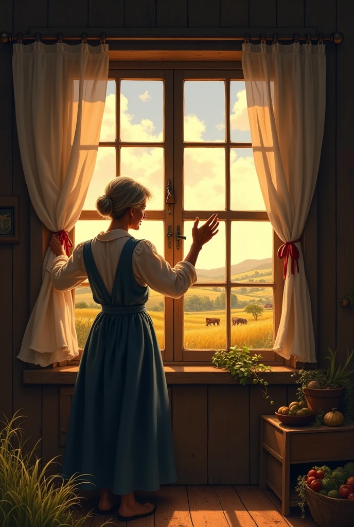 Farmers wife closing windows