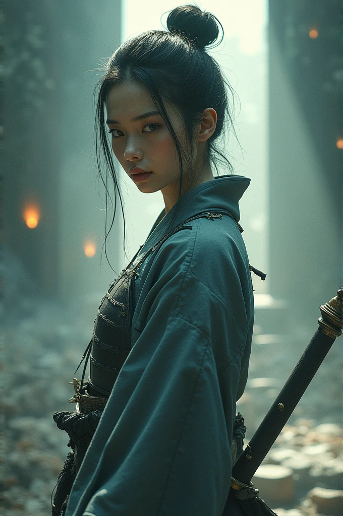 Samurai girl with fang