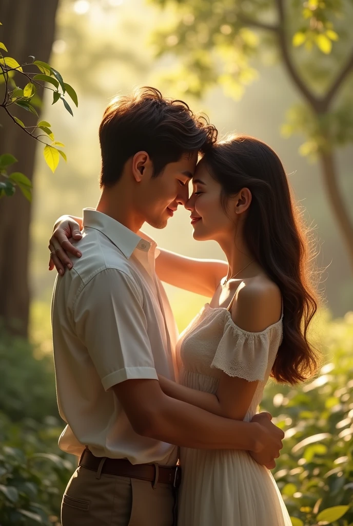 Make a photo of two people hugging