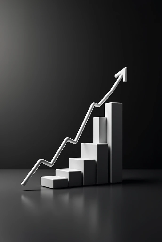 growth chart: A rising graph representing financial growth, with bars or lines pointing upwards. minimalist black and white