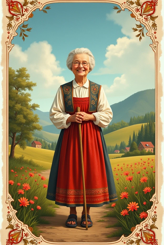 Postcard for grandma with text in Russian "Good morning"