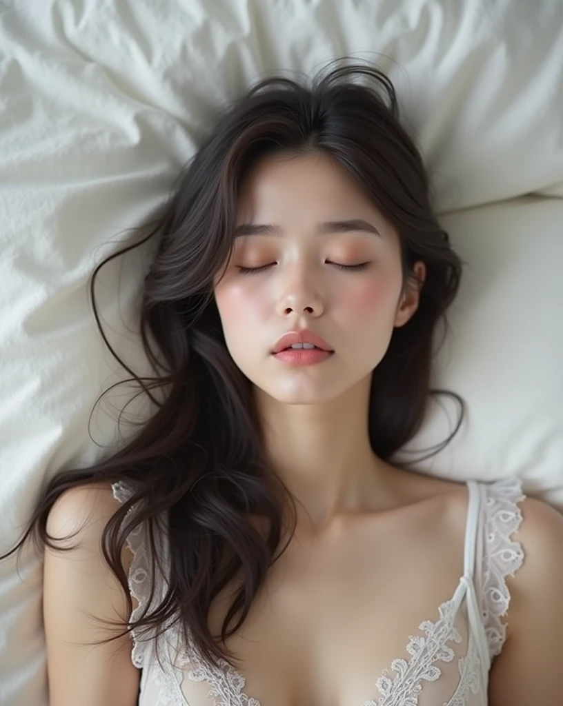 4K (((Wearing a super thin white gauze pajamas.)))Stunning beauty ALICE likes to sleep naked.To maintain young and beautiful skin.When she fell asleep today.Wearing white gauze pajamas as thin as a cicada's wing.