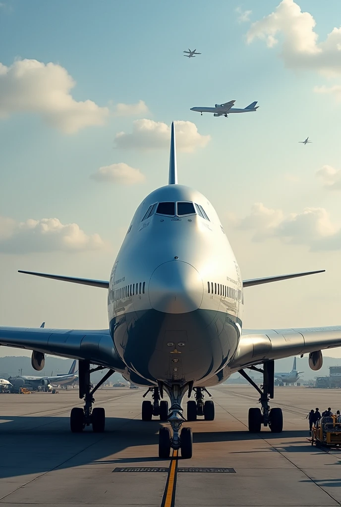 A boeing 747 on an airport