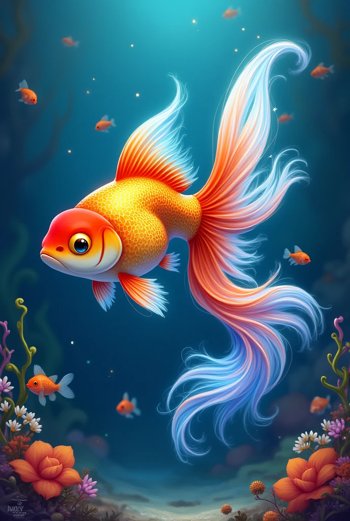 A goldfish that has a galaxy fin and tail you make it like a Pokémon or anime