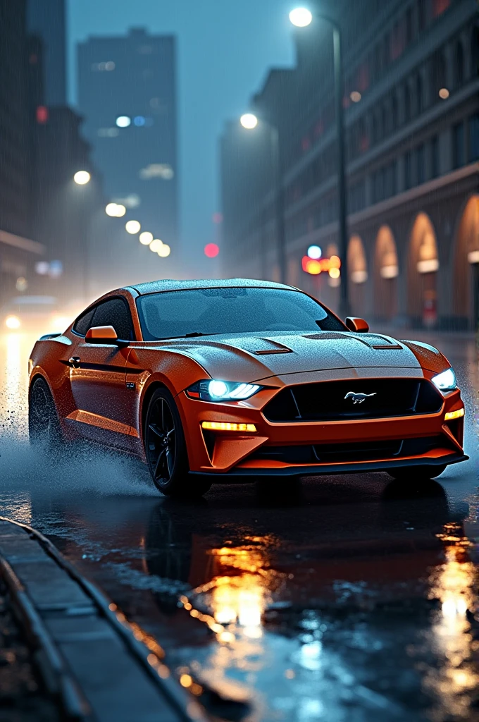 As a car for mustang gt on a rainy night