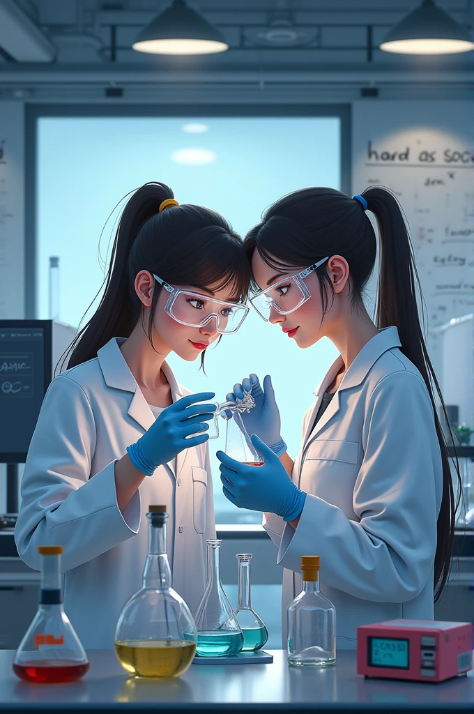 Two girls in a laboratory