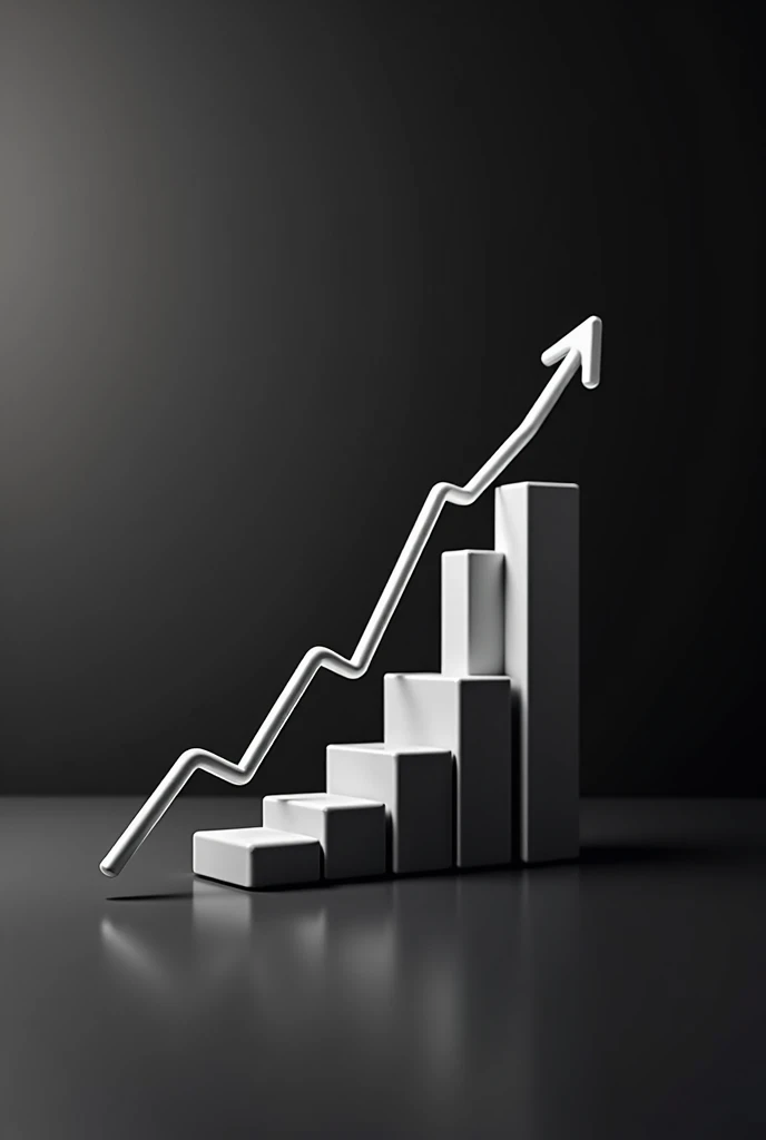 growth chart: A rising graph representing financial growth, with bars or lines pointing upwards. minimalist black and white
