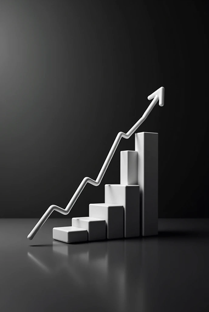 growth chart: A rising graph representing financial growth, with bars or lines pointing upwards. minimalist black and white