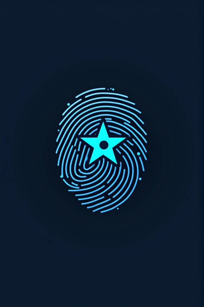 A logo with a fingerprint in the background, a security camera lens and a 5-pointed star