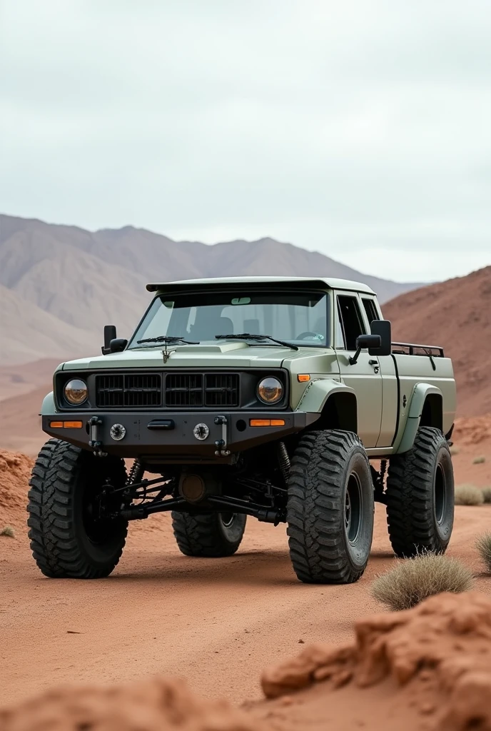 Low 6-wheel pickup truck, lead color