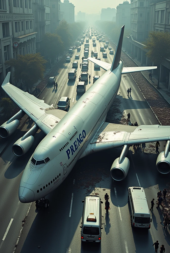 A 747 crashed on a road