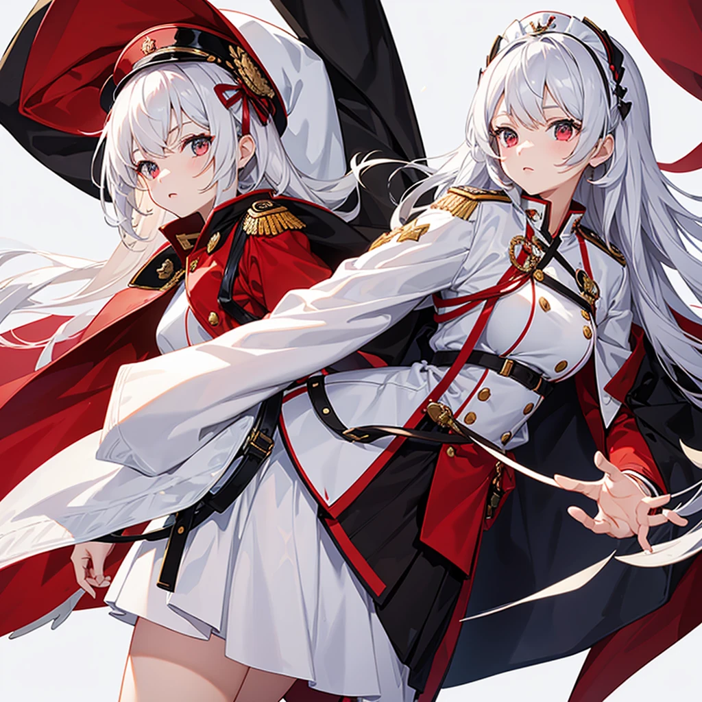 girl in white and red military uniform