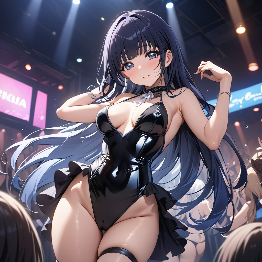((Highest quality)), ((masterpiece)), (detailed), (Perfect Face)、The woman is Reika Aoki with semi-long hair、The woman is a stripper, wearing a sexy and gorgeous strip dancing costume, and captivating the audience with her attractive strip dancing.