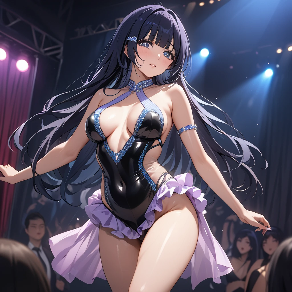 ((Highest quality)), ((masterpiece)), (detailed), （Perfect Face）、The woman is Reika Aoki with semi-long hair、The woman is a stripper, wearing a sexy and gorgeous strip dancing costume, and captivating the audience with her attractive strip dancing.