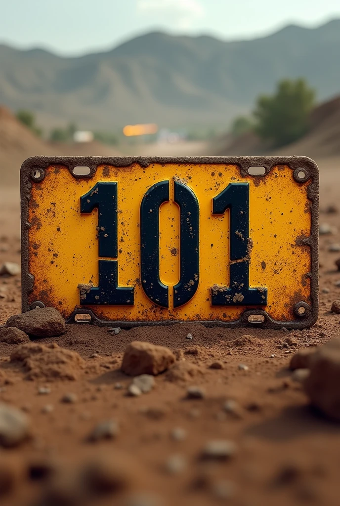 Number plate with the number 101 for motocross