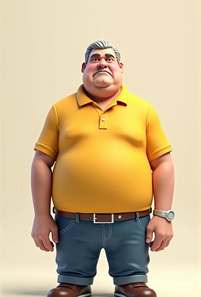 3D PIXER STYLE POSTER, naughty man, offwhite, politic, sem beard E BIGODE, gray hair, meio gordinho, 1.70 tall, 40 AGAIN, YELLOW POLO SHIRT AND JEANS, without glasses, sem beard, without mustache 