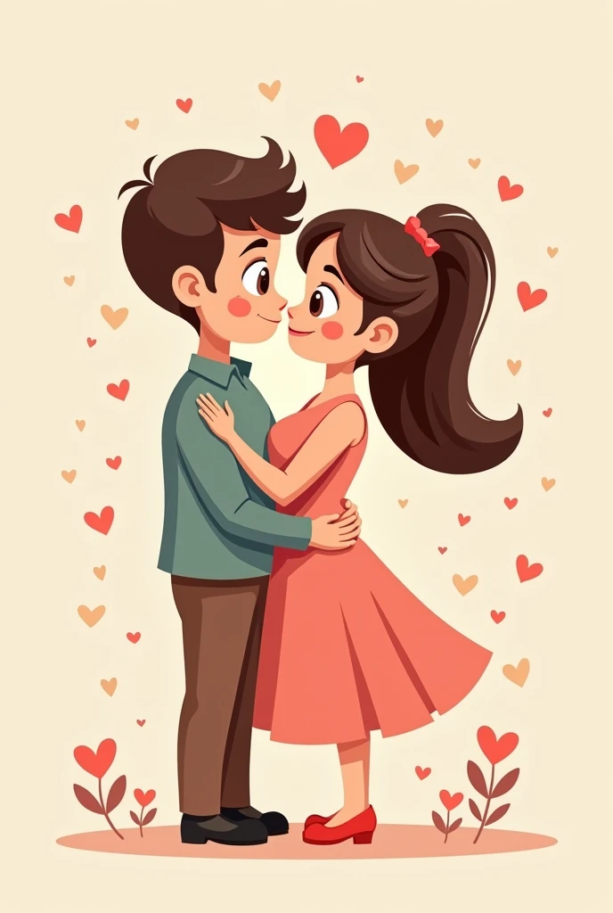 A cute Romantic couple, cartoonise