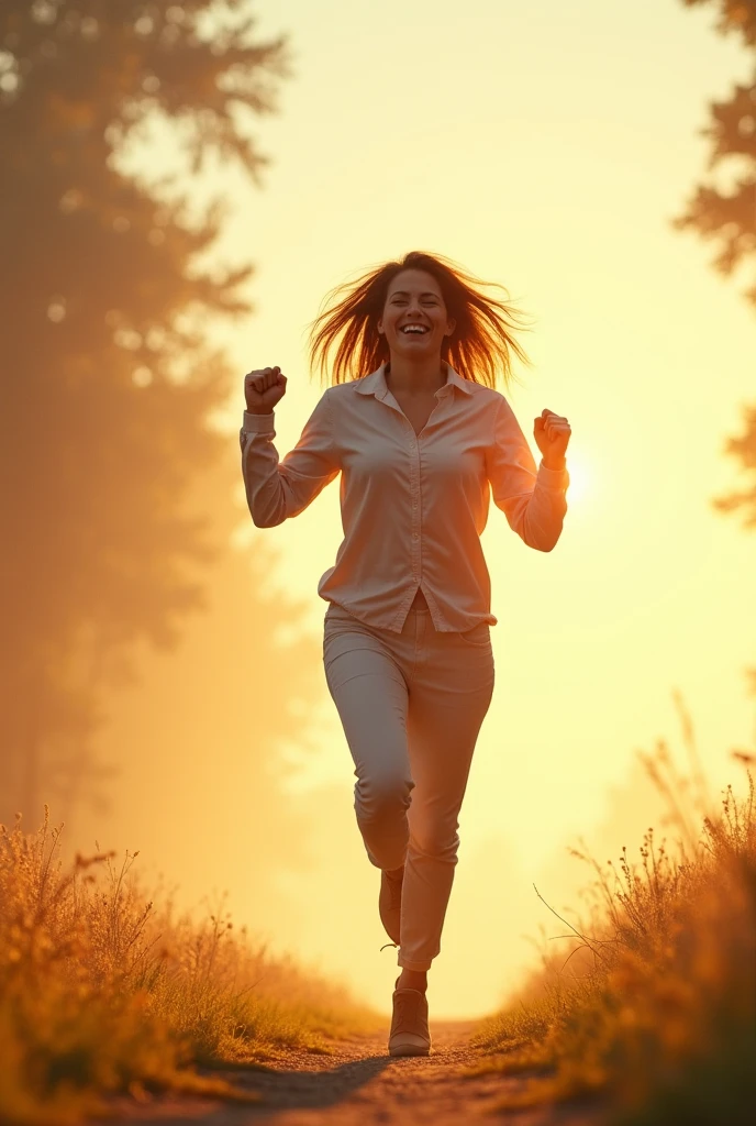 (photorealism:1.2), a person walking happily in victory.