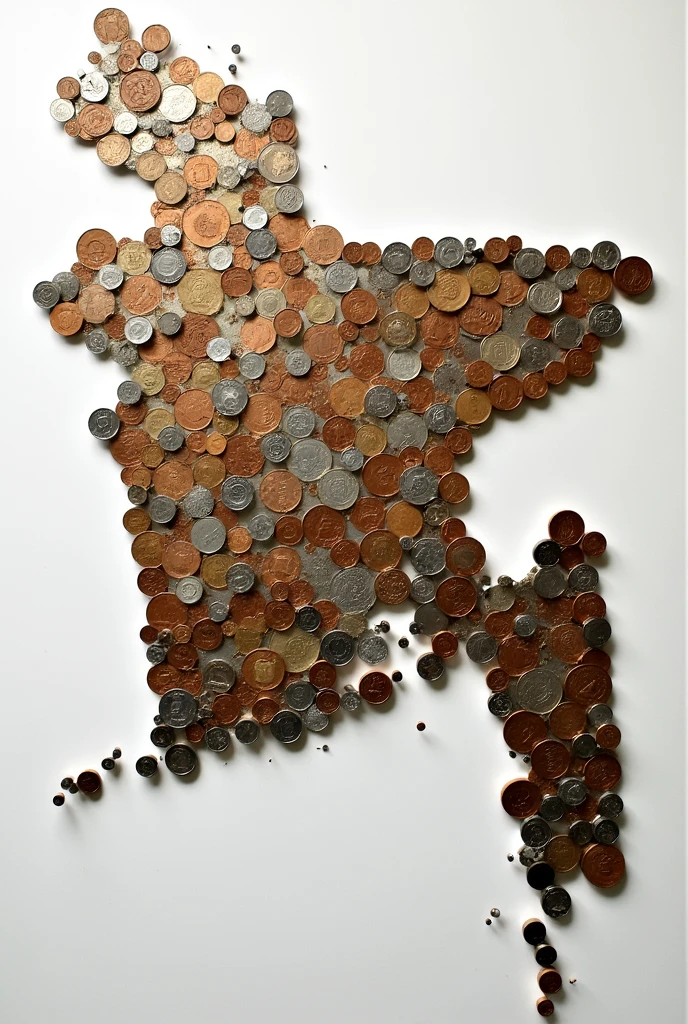 Make a bangladeshi map using and filled out by only coins of different countries