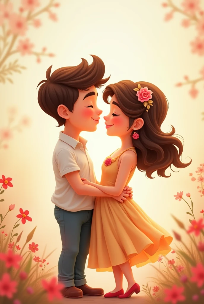 A cute Romantic couple, a little cartoonise