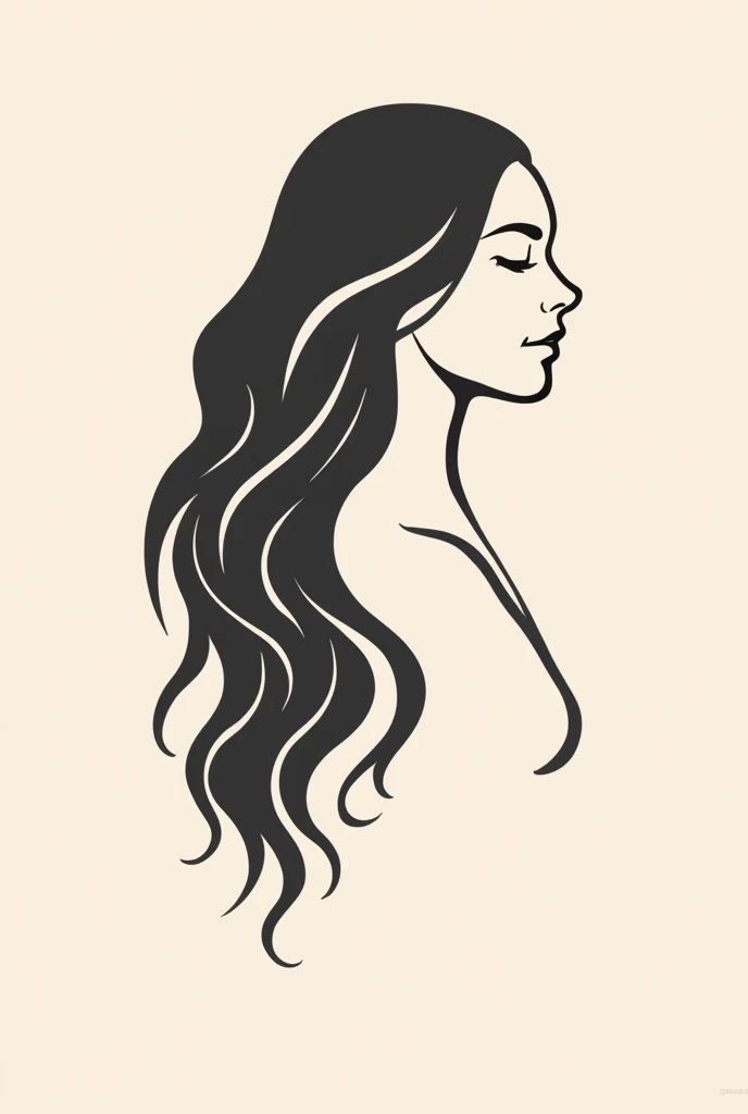 Simple logo for women's shampoo label from side , with beautiful hair and black logo