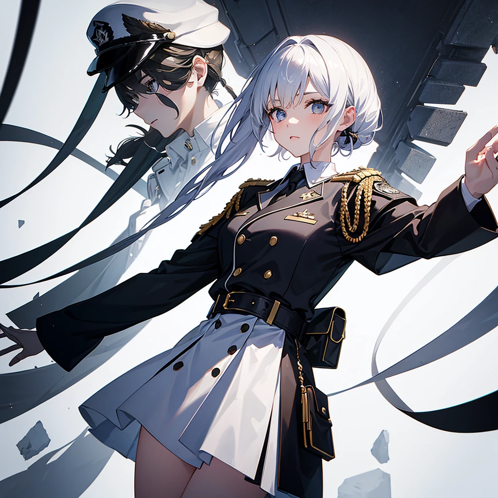 girl in white and black military uniform