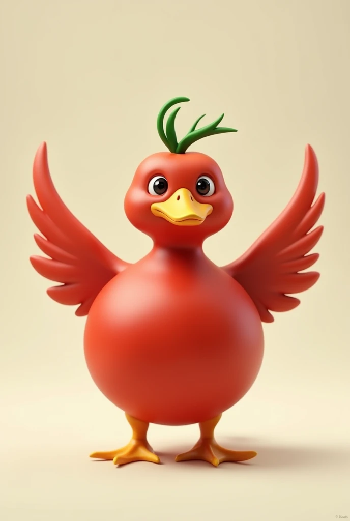 1 tomato shaped duck with 2 wings spread out