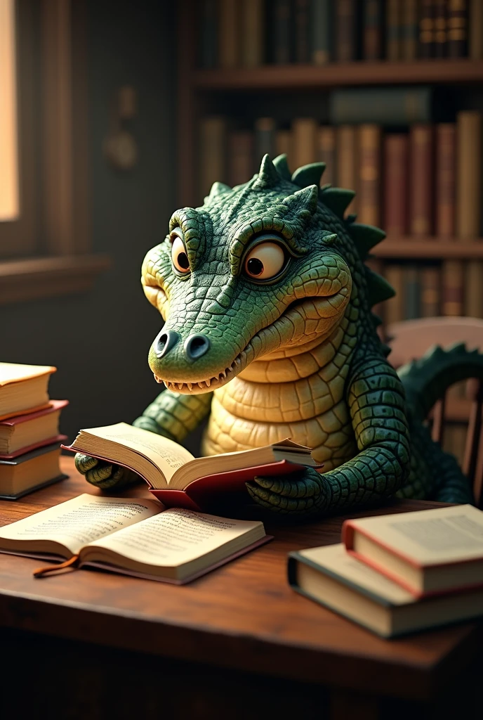 Crocodile reading books