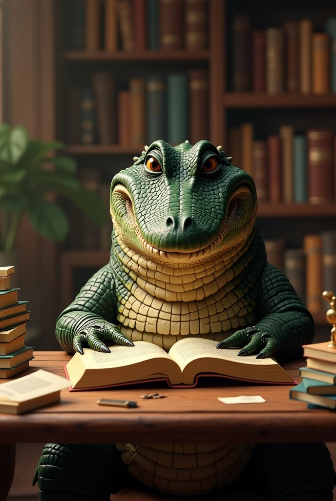 Crocodile reading books