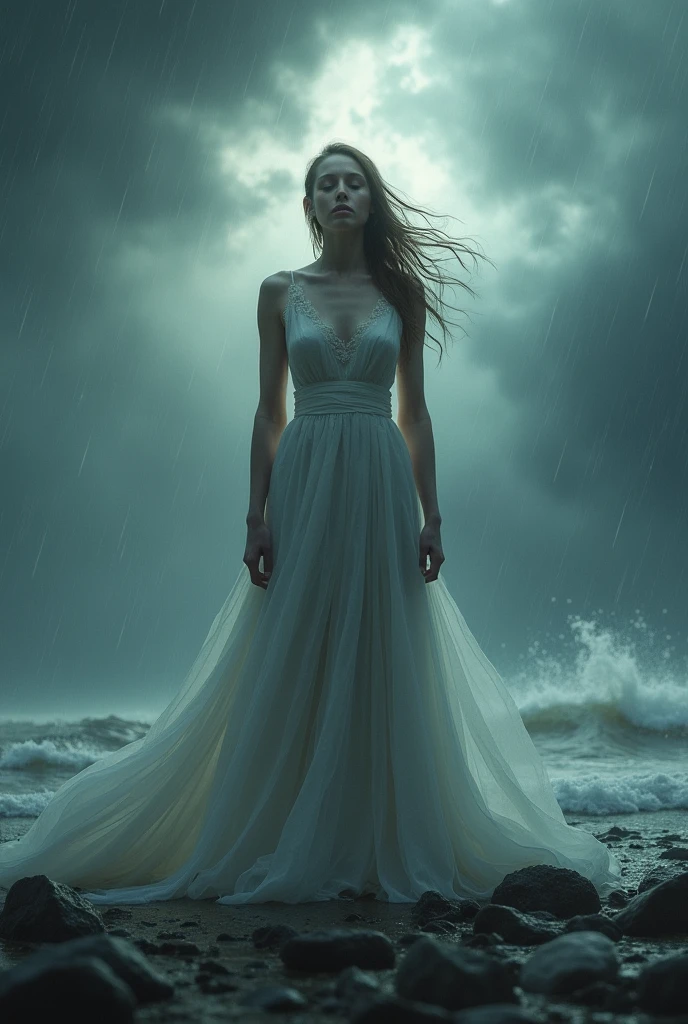 A woman with peace in the storm 