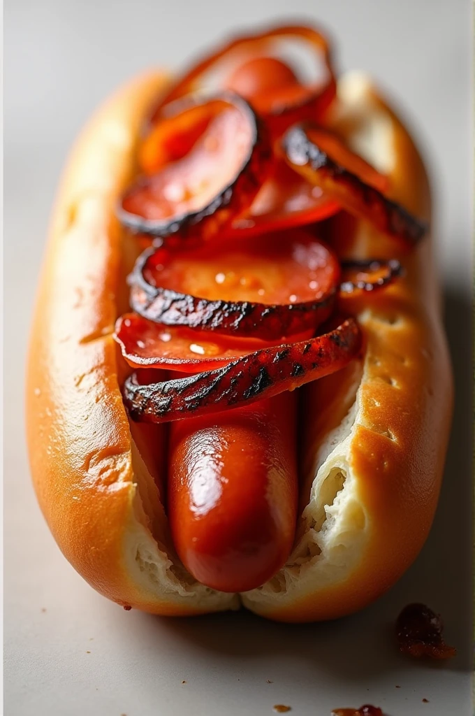 Hotdog pepperoni oignon cuit 