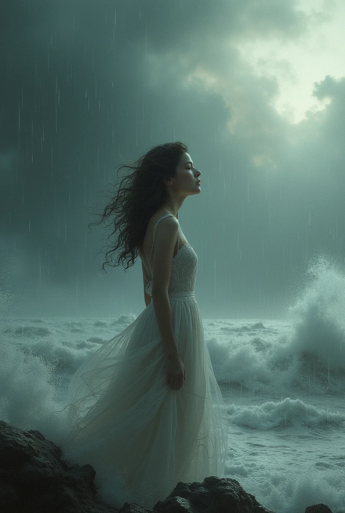 A woman in love, with peace in the storm