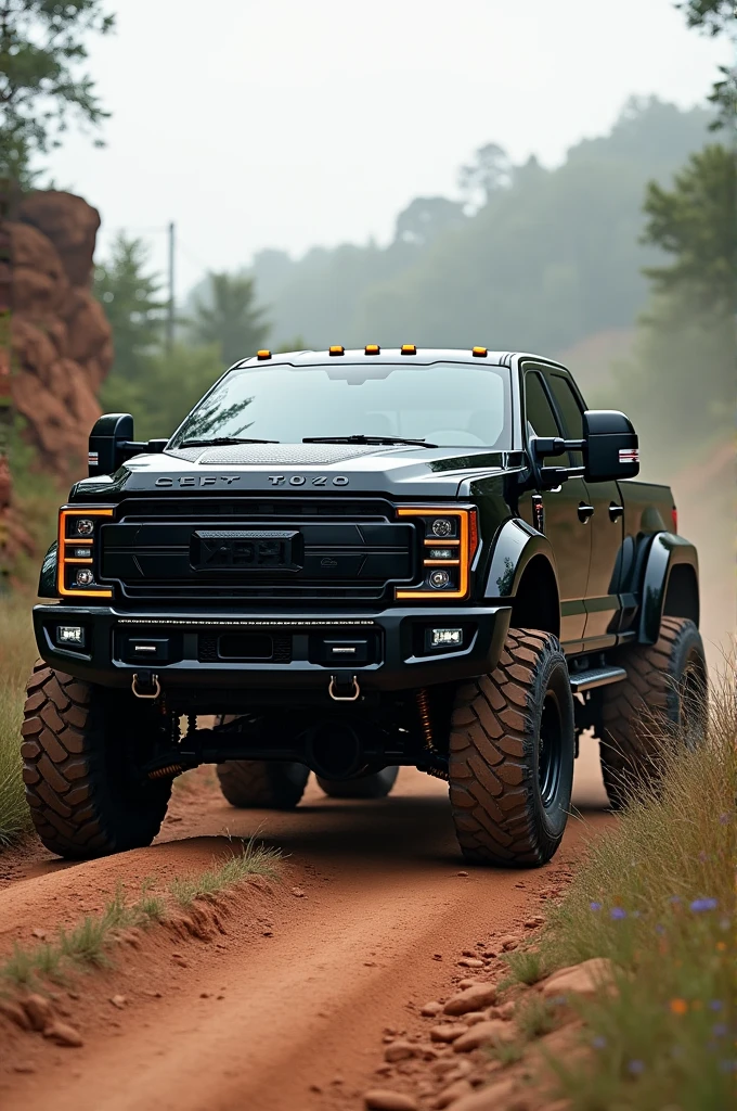 Black 6-wheel pickup truck