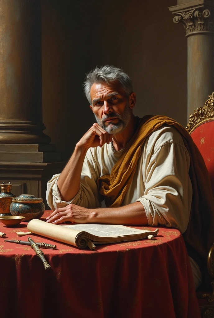Lucius varro Roman Sitting at the table again