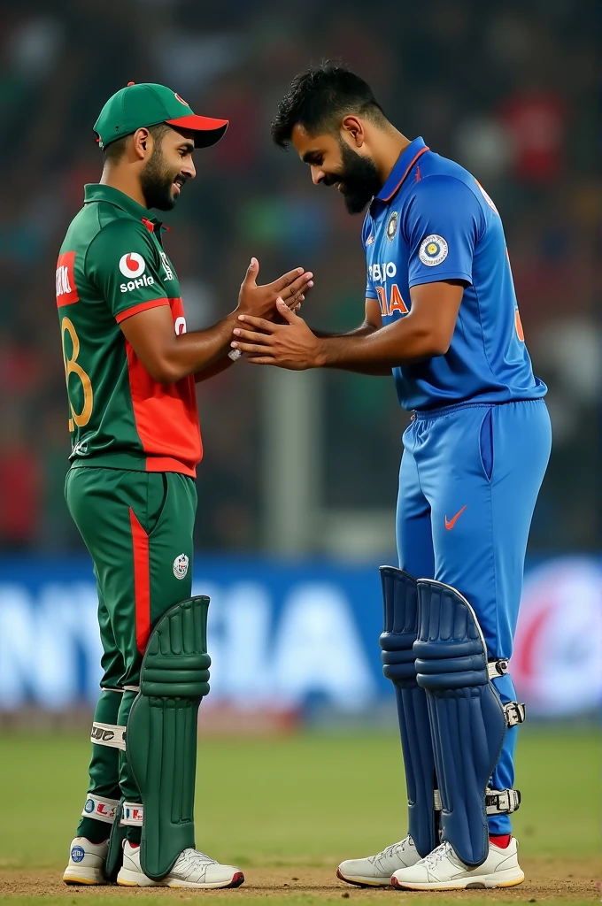 Virat kohli touching sakib al hasan's foot