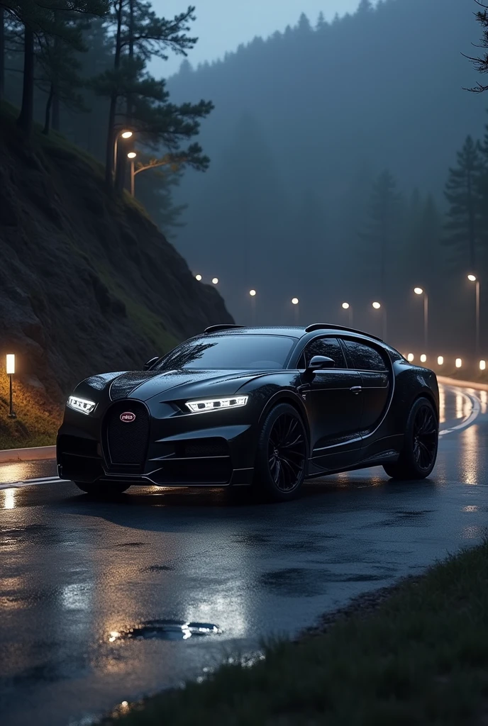 Black buggati gwagon g wagon on road with  white lights
