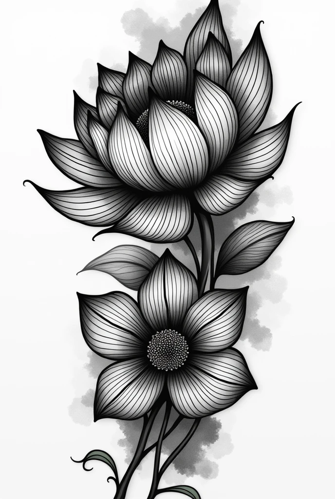Flower tattoo takashi murakami japanese painting black and white 