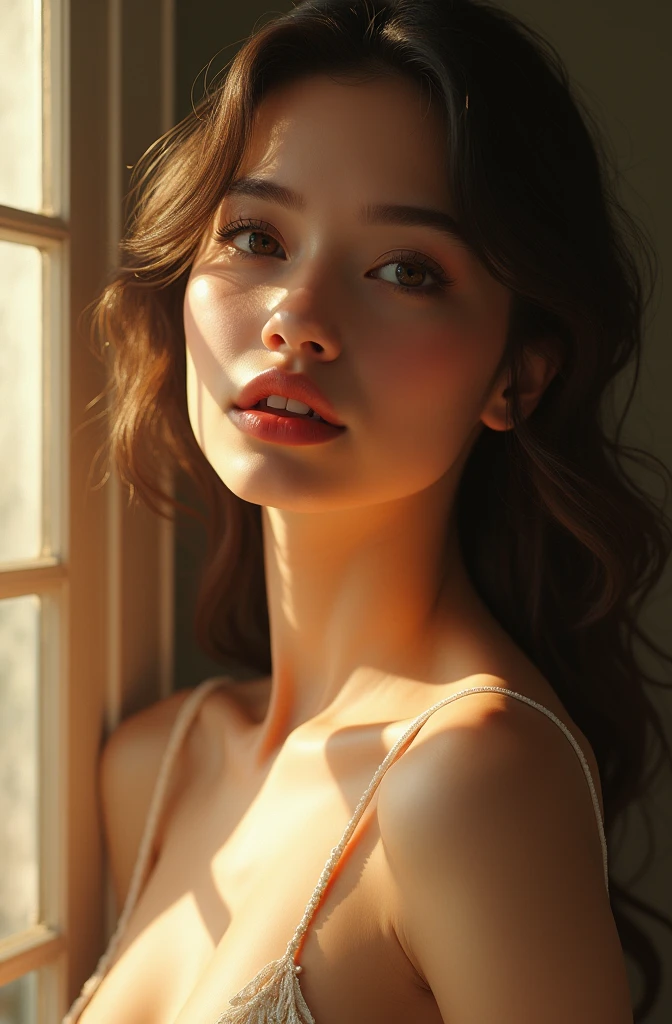 a naked girl, highly detailed facial features, beautiful eyes, lush eyelashes, well-defined nose, full lips, smooth skin, detailed anatomy, graceful pose, natural lighting, soft shadows, warm color tones, cinematic composition, photorealistic, masterpiece, 8k, hyper detailed