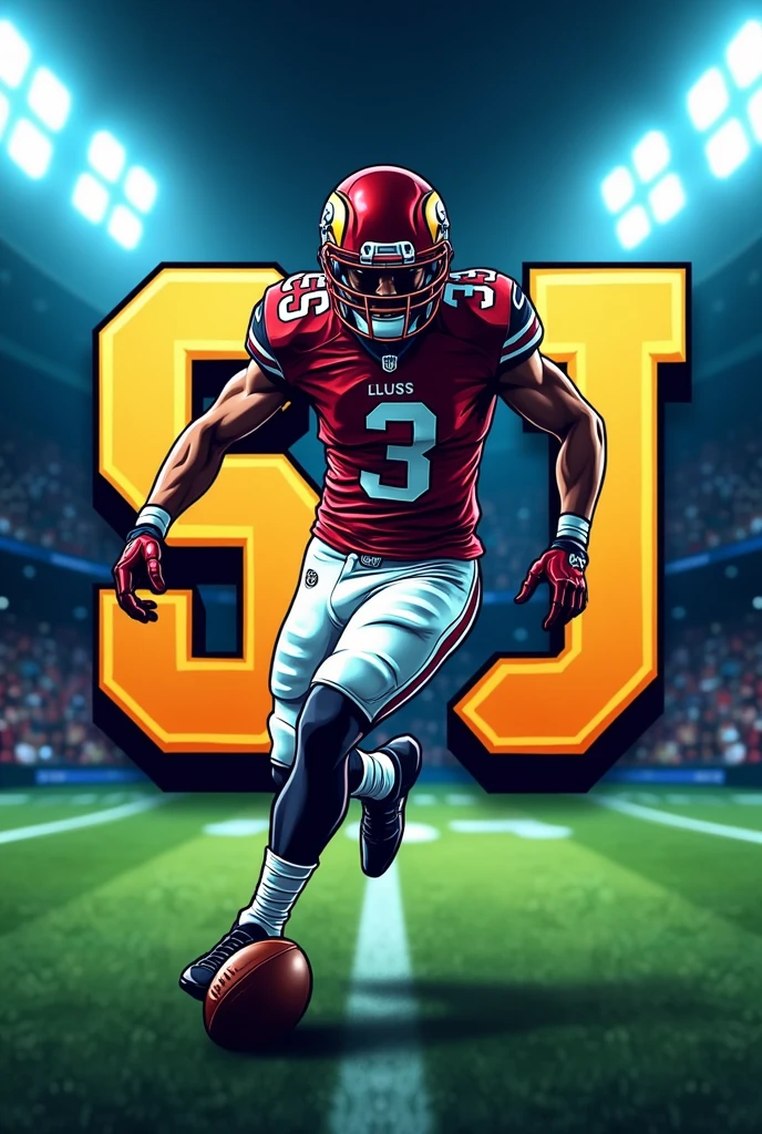 create a football themed logo for your instagram profile with an S and a J
